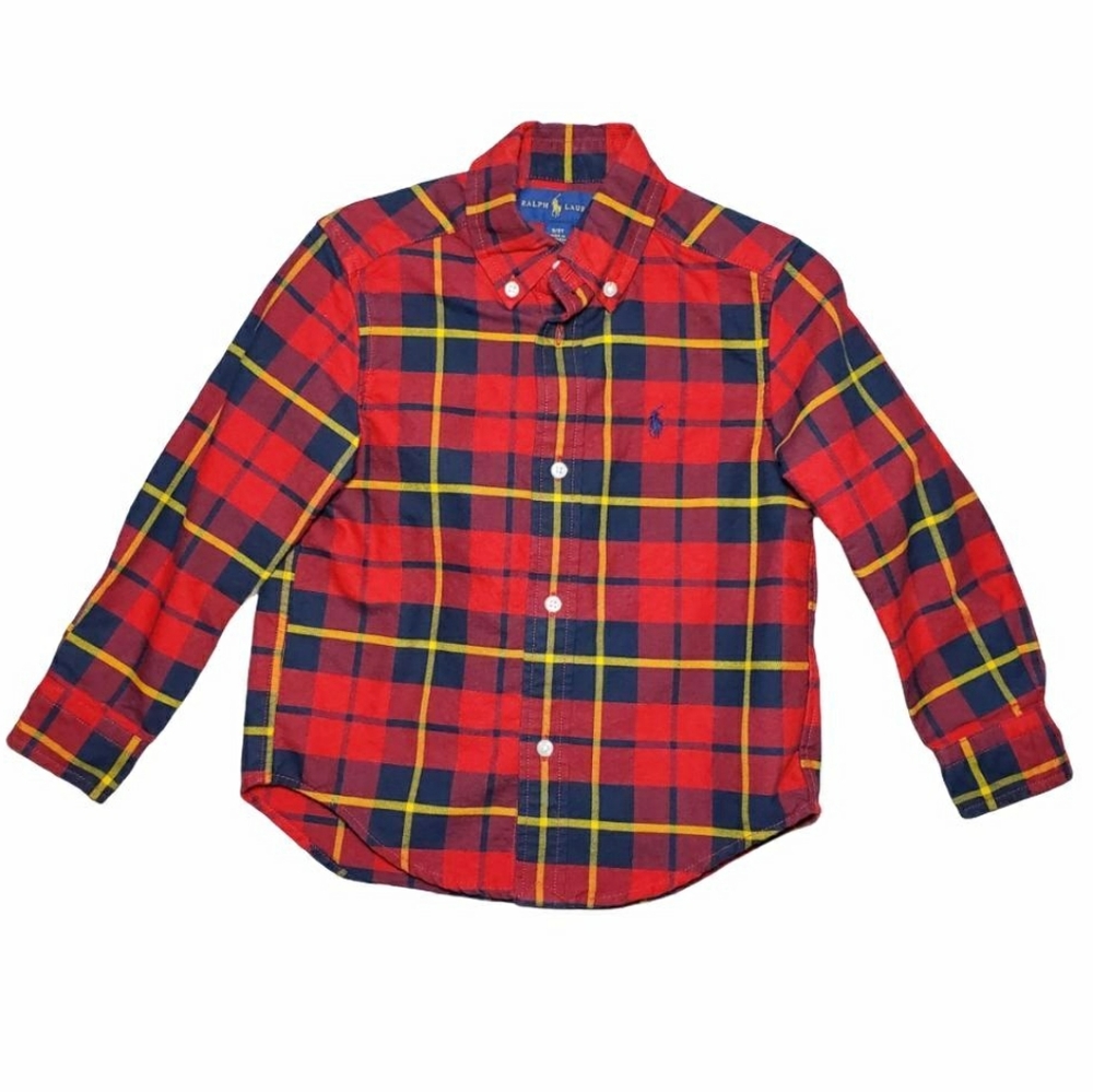 RALPH LAUREN Button Down Check Oxford Shirt 3T